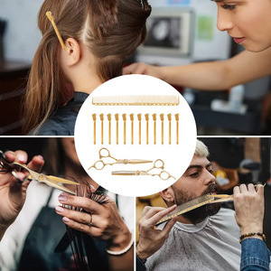 Set de Peluquería Wanmei, Tijeras, Peine de Entresacar, Herramientas de Estilismo, Kit Profesional para Cortar el Cabello, Metal Dorado, Alta Calidad - Product Image 1