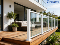 Clôture en verre pour la sécurité et l'intimité, en alliage d'aluminium décoratif, pour balcon et escaliers, bordure moderne avec revêtement en poudre