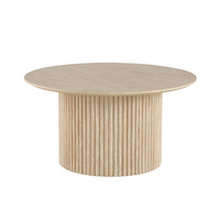 Table basse ronde moderne 2025 en bois et marbre doré pour café