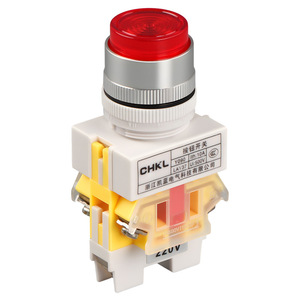 Interruptor de Botón Pulsador Chkl LAY37 220V Rojo Iluminado con Reinicio Automático y Bloqueo para Control de Arranque y Parada - Product Image 1