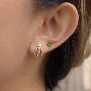 Pendientes de Oreja Geométricos con Circonita Blanca y Engaste de Garra, de Acero Inoxidable, Joyería para Fiesta - Product Image 4