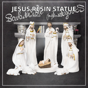 Statue en résine écologique peinte à la main de la Sainte Famille de Jésus, pour Noël, la famille Witt, la paroisse, l'église, articles religieux - Product Image 3