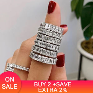 हस्तनिर्मित अनंत काल वादा क्रिस्टल अंगूठी एएए जेड जिक्रोन सगाई शादी के बैंड के छल्ले महिलाओं के लिए पुरुषों उंगली पार्टी गहने CRL1141 - Product Image 2