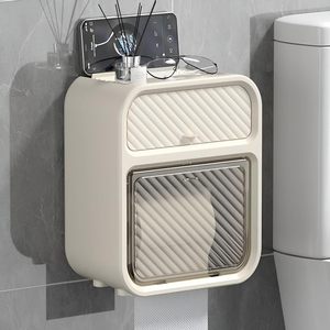 Bathroom Wall-mounted Tissue Box Plastic Tissue Holder No Drill Self <b>Adhesive</b> Plastic Tissue Box - Product Image 3
