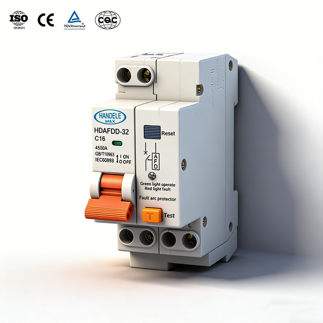 Hot Selling HANDELE AFDD Arc Fault Circuit Interrupter 63A 230/110V PA66 Material Rail Mounting Two-year Warranty 6kA Breaking