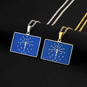 Collares al por mayor de acero inoxidable esmaltado con 50 banderas de Estados Unidos, colgantes de oro de 18 quilates de Alaska, Arizona, Hawái, Ohio - Product Image 3