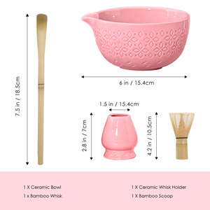 Premium Traditional Japanese-Style 4-Piece Matcha <b>Tea</b> <b>Set</b> Engraved Bowl Bamboo Hand Whisk Butterfly Pattern <b>Tea</b> <b>Sets</b> - Product Image 2