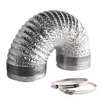 Tuyau flexible en aluminium pour conduit d'air, résistant à la chaleur, avec colliers de serrage pour l'évacuation des fumées de cuisine