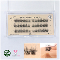 Faux cils pré-collés pour femmes, vente en gros, faits à la main, sans colle, sans eyeliner, pré-coupés, à presser, DIY, en grappes