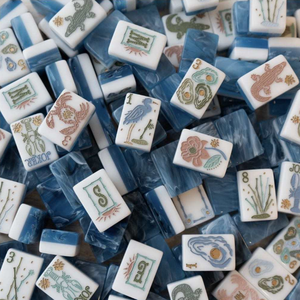 Juego de Mahjong Costero de Playa, Diseño de Conchas Marinas y Coral de 2 Capas, Acrílico Rosa, Azul y Blanco, Ecológico, Directo de Fábrica, Envío Rápido - Product Image 1