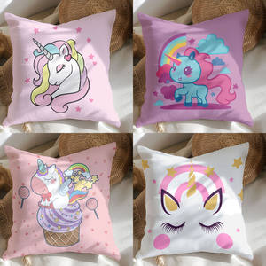 Regalo morbido personalizzato per le ragazze rosa arcobaleno <span class=keywords><strong>unicorno</strong></span> federa stampa digitale a sublimazione termica tecnologia cuscini per coppia - Product Image 2