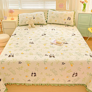 Lait <span class=keywords><strong>velours</strong></span> matelassé coton couverture de lit 4 pièces feuille unique couette Carton solide motif végétal 3 pièces dortoir couverture ensemble - Product Image 2