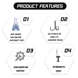 바다 낚시를위한 고탄소강 4X 강력한 고음 후크 미끼 기술 및 저음 대상 종 - Product Image 5