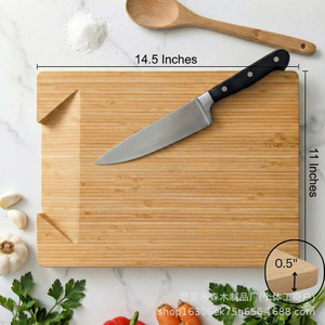 Tabla de cortar de madera rectangular multifuncional con ranuras para verduras, frutas y aperitivos - Product Image 4