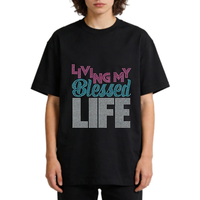 Vinyle thermocollant motif « Blessed » avec strass pour T-shirt, transferts DTF