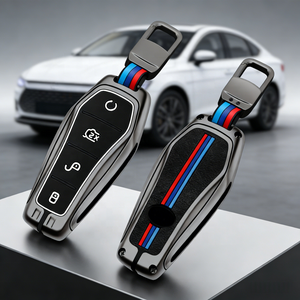Housse de protection intégrale pour clé de voiture en alliage de <span class=keywords><strong>zinc</strong></span> et silicone de luxe, compatible avec BYD Han Tang Song Plus Yuan Atto 3 Qin Dolphin - Product Image 1