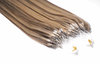 Extensions de cheveux humains Remy vierges doublement étirés Micro Link, couleur claire, extensions de cheveux humains à micro-boucles pour femmes aux cheveux fins et courts