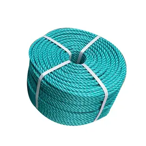 Hot sale PEACOCK GREEN COLOR Polypropylene PP danline 3 /4 strands 10mm twisted marine PP rope