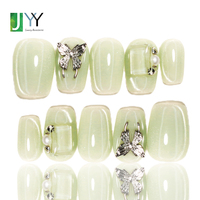 Faux ongles en gel 3D œil de chat faits à la main, ongles artificiels faits maison, ongles courts en acrylique personnalisés, faux ongles faits main