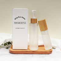 Frascos y Botellas de Vidrio con Tapa de Bambú para Gotero y Pulverizador, Envases de Madera Esmerilados para Cosméticos, 20ml 30ml 50ml, Redondos, con Código QR