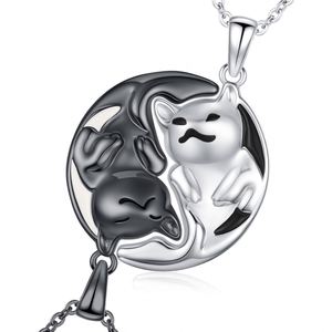 Collares De Pareja Cute Cat <b>Matched</b> Charm Couple <b>Necklace</b> Set Personality Couple Jewelry Black and White cat <b>Necklace</b> - Product Image 1