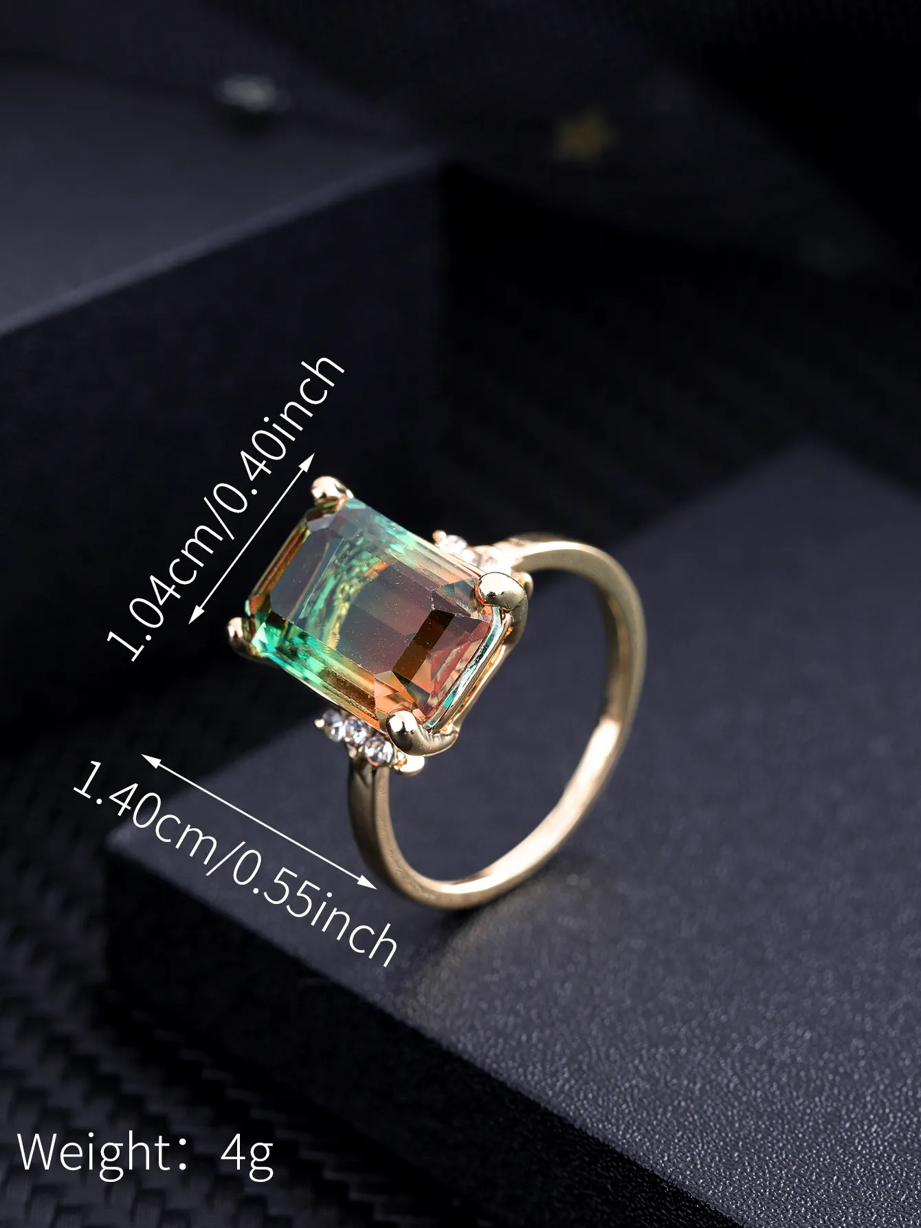 Jewelry light luxury high-grade elegant wind color gem zircon fashion sense women's ring