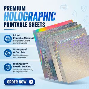 Vinilo Autoadhesivo Holográfico Imprimible con Tinta FX, Hoja de Papel Adhesivo Holográfico A4 con Respaldo de Plástico PET para Impresora de Inyección de Tinta - Product Image 1