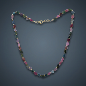 Collar de Plata de Ley con Cuentas de Turmalina Natural en Rodajas Lisas para Mujer, Estilo Étnico a Precio de Mayoreo - Product Image 2