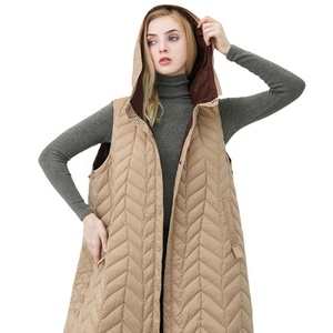 Fourniture directe d'usine longue longueur <span class=keywords><strong>sans</strong></span> manches rembourré vers le bas veste pour femmes manteau de laine pour femmes de haute qualité. - Product Image 1