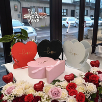 Boîte à fleurs en carton simple avec finition brillante, emballage portable en forme de cœur avec logo pour la Saint-Valentin, effet bronzé, boîte cadeau