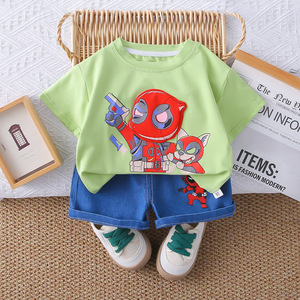 2025 conjunto informal <span class=keywords><strong>de</strong></span> verano para niños nuevos dibujos animados <span class=keywords><strong>Anime</strong></span> cuello manga corta <span class=keywords><strong>de</strong></span> <span class=keywords><strong>dos</strong></span> piezas al por mayor 100% algodón para bebés - Product Image 4