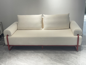 Krem Kumaş Sıkıştırılmış Vakumlu Modüler 3 Parçalı <span class=keywords><strong>Set</strong></span> Ofis Dostu Kırmızı Metal Çerçeveli Yer Tasarruflu Kanepe - Product Image 4