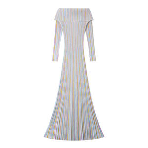 <span class=keywords><strong>Abito</strong></span> Maxi stile Vintage elegante donna autunno con <span class=keywords><strong>scollo</strong></span> <span class=keywords><strong>a</strong></span> <span class=keywords><strong>barca</strong></span> <span class=keywords><strong>a</strong></span> maniche lunghe lavorato <span class=keywords><strong>a</strong></span> maglia <span class=keywords><strong>a</strong></span> righe da donna - Product Image 1