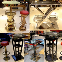Tabouret/Repose-pieds haut en fer forgé noir, Table de bar carrée/ronde lumineuse KTV, Commerciale pour discothèques et lieux de slow-dance
