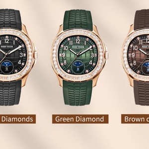 Reloj Deportivo Multifunción Cuadrado de Oro Rosa para Hombre Reef Tiger/RT, Reloj de Pulsera Mecánico de Caucho Luminoso con Calendario de Golf RGA1805 - Product Image 3