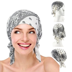 HZM-24023 vente en gros impression personnalisée conception <span class=keywords><strong>coton</strong></span> <span class=keywords><strong>Bandana</strong></span> tête porter pré-attaché <span class=keywords><strong>chimio</strong></span> tête enveloppement arabe Turban - Product Image 3