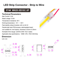 Borne de bande LED à connexion rapide Snap-fit 10MM 3Pin CCT Connecteur LED flexible pour éclairage de bande LED COB 10MM