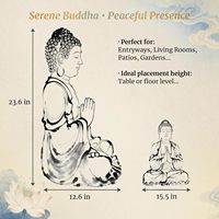 Statue de Bouddha assis en résine, finition bronze antique, sculpture de Bouddha en prière, décoration intérieure et extérieure résistante aux intempéries pour jardin et pièce.