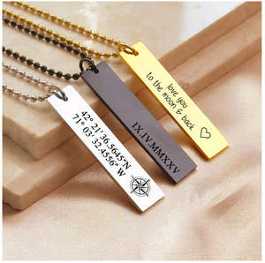 Bijoux pour hommes Jietao en acier inoxydable <span class=keywords><strong>collier</strong></span> d'étiquettes de chien <span class=keywords><strong>militaire</strong></span> personnalisé <span class=keywords><strong>collier</strong></span> pendentif barre verticale rectangulaire personnalisé - Product Image 2