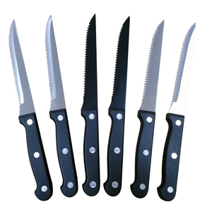 DFU224 Cuchillo para carne serrado de acero inoxidable de 4.5 pulgadas con mango de plástico y triple remache, de espiga completa, ¡Gran oferta! - Product Image 1