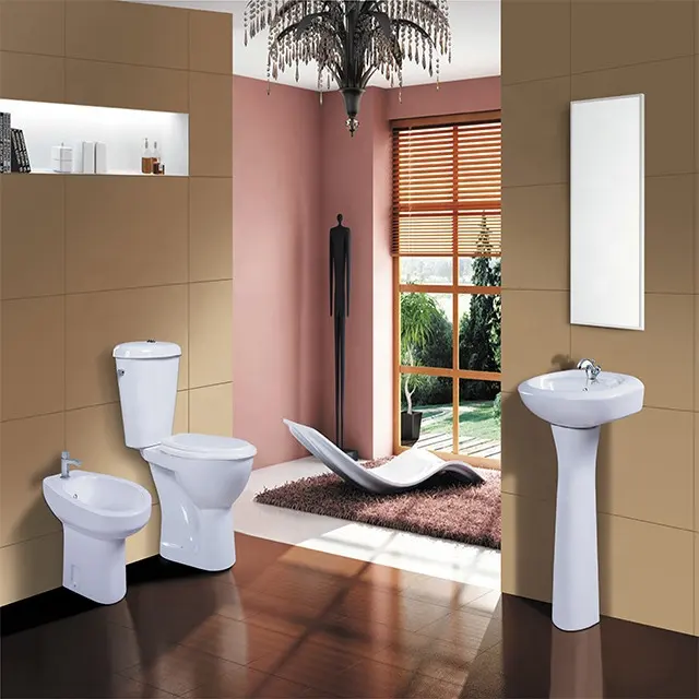 Tuvalet ve duvar asılı havzası seti/sıhhi tesisat seramik banyo takımı/banyo tuvalet seti