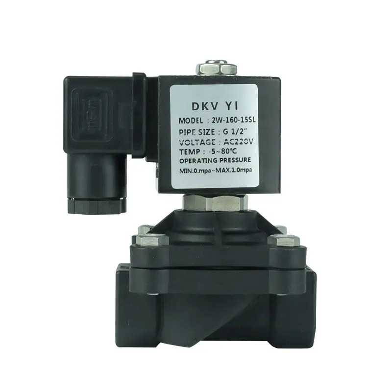 Válvula solenoide DKV 24V válvula solenoide de agua de plástico normalmente cerrada rosca NPT 12V válvula solenoide de PVC