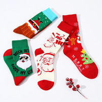Chaussettes en coton jacquard à motif de Noël, Père Noël, rennes, bonhomme de neige, flocons de neige, joyeux Noël, pour hommes, chaussettes de fête