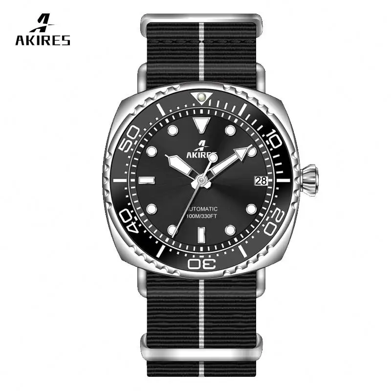 black leather watch for men