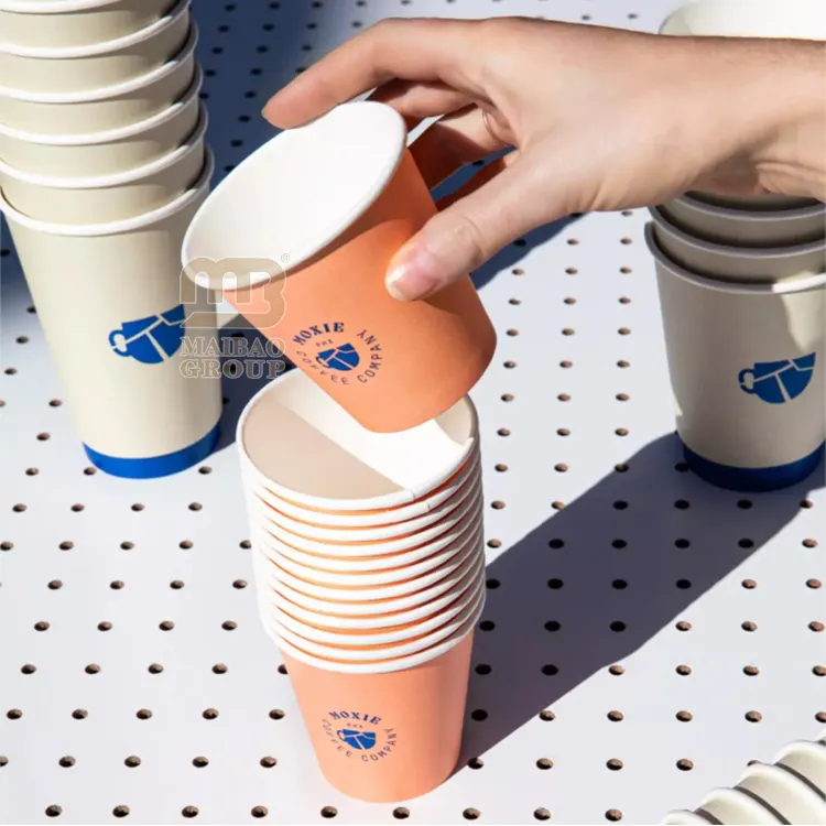 Tazas de papel desechables para café, con tu logotipo diseño personalizado, doble pared, 8, 9oz, 14 oz
