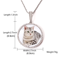 Meilleure vente unisexe à la mode XL 68mm forme géométrique Photo cadre photo pendentif plateaux rhodium laiton colliers Zircon corde chaîne