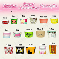 Gobelets à crème glacée en papier de marque imprimés en gros, vente chaude, 3 oz, 4 oz, 5 oz, 6 oz, 8 oz, 10 oz, 12 oz, 16 oz, 20 oz, 24 oz, 26 oz, 32 oz