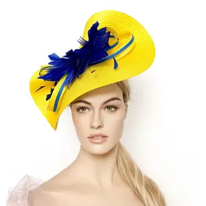 Deluxe Várias Cores Fascinators Chapéus Moda Straw Church Hat Wedding Theme Party Derby Hat Millinery para As Mulheres