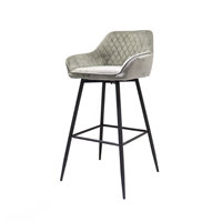 Tabourets de bar en velours métallique moderne de luxe avec dossier
