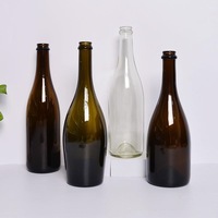 Bouteilles de liqueur en verre personnalisées avec logo d'usine 375/500/750/1500 ml, bouteilles de champagne en verre, bouteilles de vin en verre vides avec bouchon à couronne